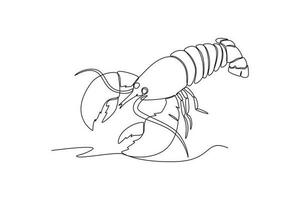 Single one line drawing Fish and wild marine animals concept. Continuous line draw design graphic vector illustration.