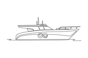 Continuous one line drawing Ocean travel transportation concept. Single line draw design vector graphic illustration.