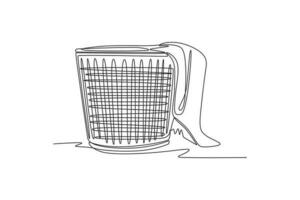 Single one line drawing Shopping bags and baskets concept. Continuous line draw design graphic vector illustration.