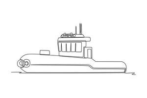 continuo uno línea dibujo Oceano viaje transporte concepto. soltero línea dibujar diseño vector gráfico ilustración.