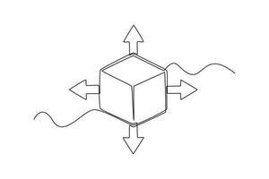 Continuous one line drawing distribution and logistic concept. Single line draw design vector graphic illustration.