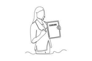 Continuous one line drawing Search web concept. Single line draw design vector graphic illustration.