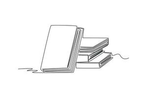 Single one line drawing Books and reading concept. Continuous line draw design graphic vector illustration.