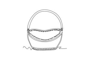 Single one line drawing Shopping bags and baskets concept. Continuous line draw design graphic vector illustration.