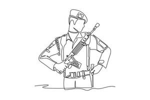 Single one line drawing Army, Air Force and Navy. Military concept. Continuous line draw design graphic vector illustration.