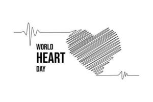 Continuous one line drawing World Heart Day concept. Single line draw design vector graphic illustration.