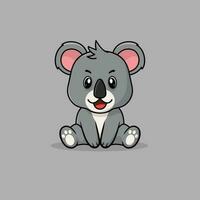 Vector cute baby koala cartoon sitting icon illustration.