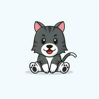 Vector cute baby cat cartoon sitting icon illustration.