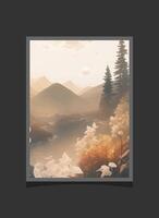 Abstract Mountain painting, Landscape Background vector
