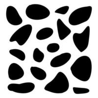 Random organic blobs, Random blots, ink blots, Spot shapes. Splash, spot chart. A drop of liquid, liquid. Pebbles, stone silhouettes. vector