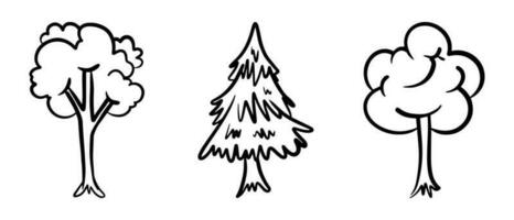 doodle set of hand drawn trees vector