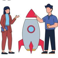 Man and woman ready to launch new business - startup concept Illustration vector