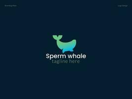 Sperm Whale logo design template vector