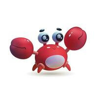 Cute Crab 3d with big eyes. Cartoon Lobster vector illustration.