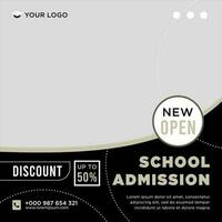 School admission social media post or banner template vector