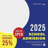 School admission social media post or banner template vector