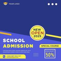 School admission social media post or banner template vector