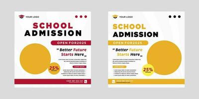 School admission social media post or banner template vector