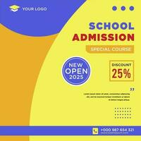 School admission social media post or banner template vector