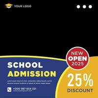 School admission social media post or banner template vector