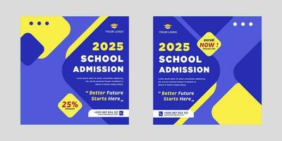 School admission social media post or banner template vector