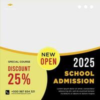 School admission social media post or banner template vector