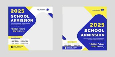 School admission social media post or banner template vector