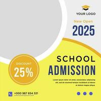 School admission social media post or banner template vector