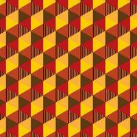 Seamless pattern of red and yellow triangles. Vector geometric illustration with rhombus.