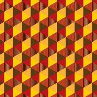 Seamless pattern of red and yellow triangles. Vector geometric illustration with rhombus.