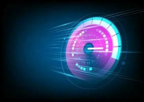 Abstract speedometer technology HUD vector background. Futuristic round download progress bar or round indicator of web speed.