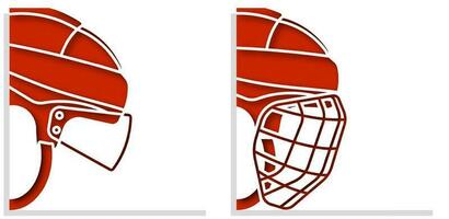 ice hockey helmets with protective grill and transparent visor on white background. Sports competition templates. Vector