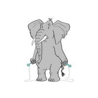 The elephant is having fun playing with the rope vector