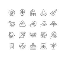 Eco friendly related thin line icon set in minimal style. vector