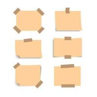 Set of square notepads, sticky notes on white background vector