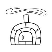 antique pizza oven drawing, cute cartoon style illustration vector