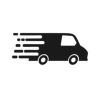 Envío rápido entrega camioneta icono símbolo, pictograma plano diseño para aplicaciones y sitios web, pista y rastro Procesando estado, aislado en blanco fondo, vector ilustración