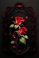 bouquet of red roses on a black background, photo