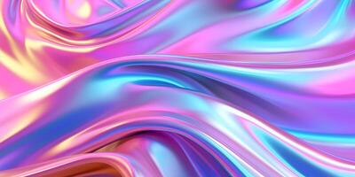 Hologram fabric texture. Gradient abstract background. Holographic rainbow foil. Metal wave pattern. Iridescent foil effect texture. Pearlescent gradient. photo