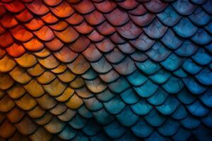 Dragon scale texture. Dragon, dinosaur skin background. Squama of fish, mermaid, reptile or fantasy monster. Monster leather background. Abstract fantasy pattern. photo