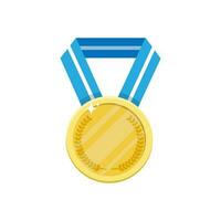 Simple illustration of golden award medal with ribbons for winners vector