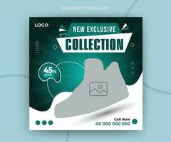 New exclusive collection fashion sale shoes online post promotion layout web banner template vector