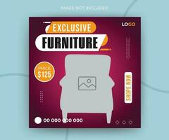 Exclusive furniture product promotion social media post or square web banner template vector