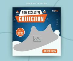 New exclusive collection fashion sale shoes online post promotion layout web banner template vector