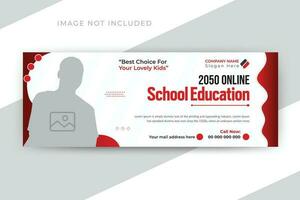 Kids school education social media post web banner and timeline cover template design vector