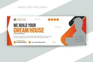 Construction timeline cover or social media web banner template design vector