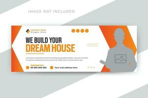 Construction timeline cover or social media web banner template design vector