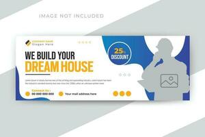 Dream home construction business agency web banner timeline cover template vector