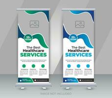 Medical healthcare service modern roll up banner design template vector