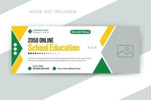 Kids school education social media post web banner and timeline cover template design vector